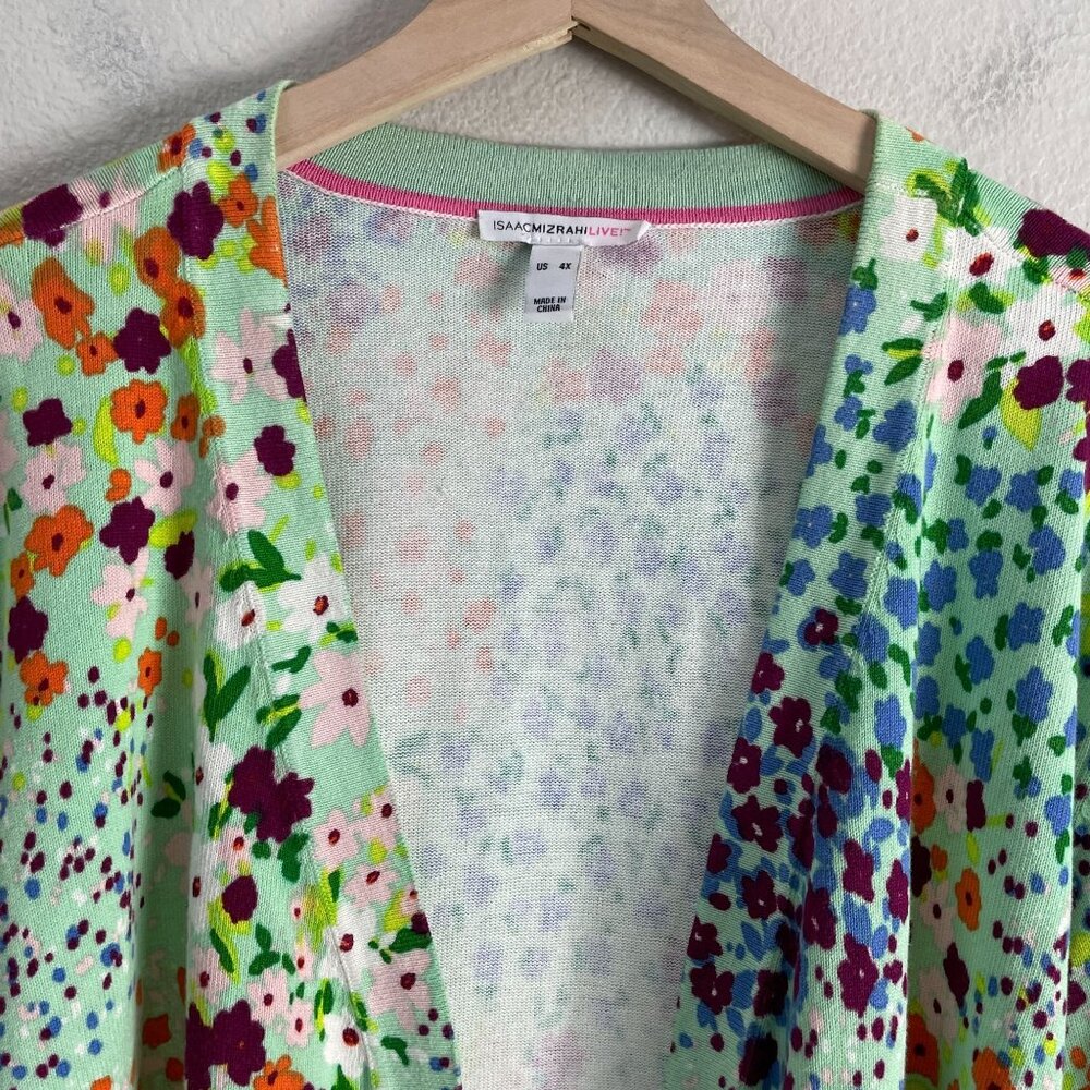 Isaac Mizrahi‎ Live! Womens Plus 4X Floral Open Cardigan Colorful Bolero Knit - Picture 9 of 12